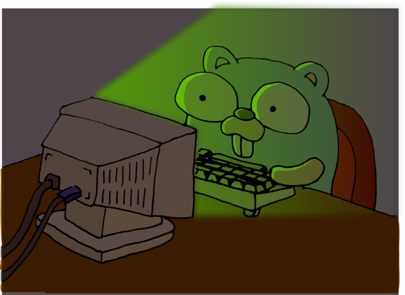 Late night coder gopher