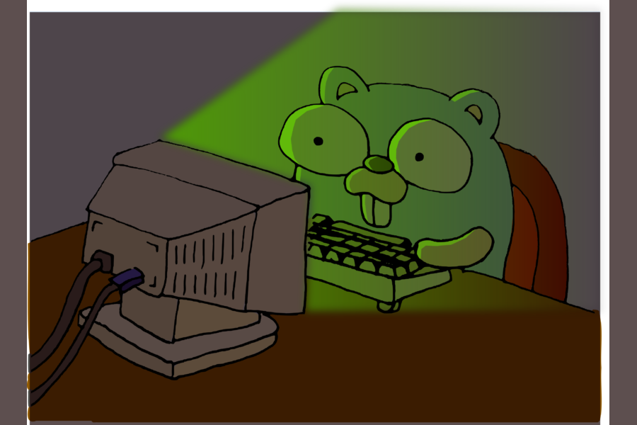 Late night coder gopher