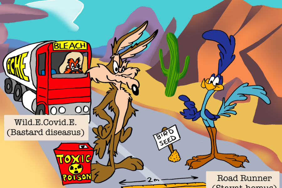Covid-19 Road Runner cartoon